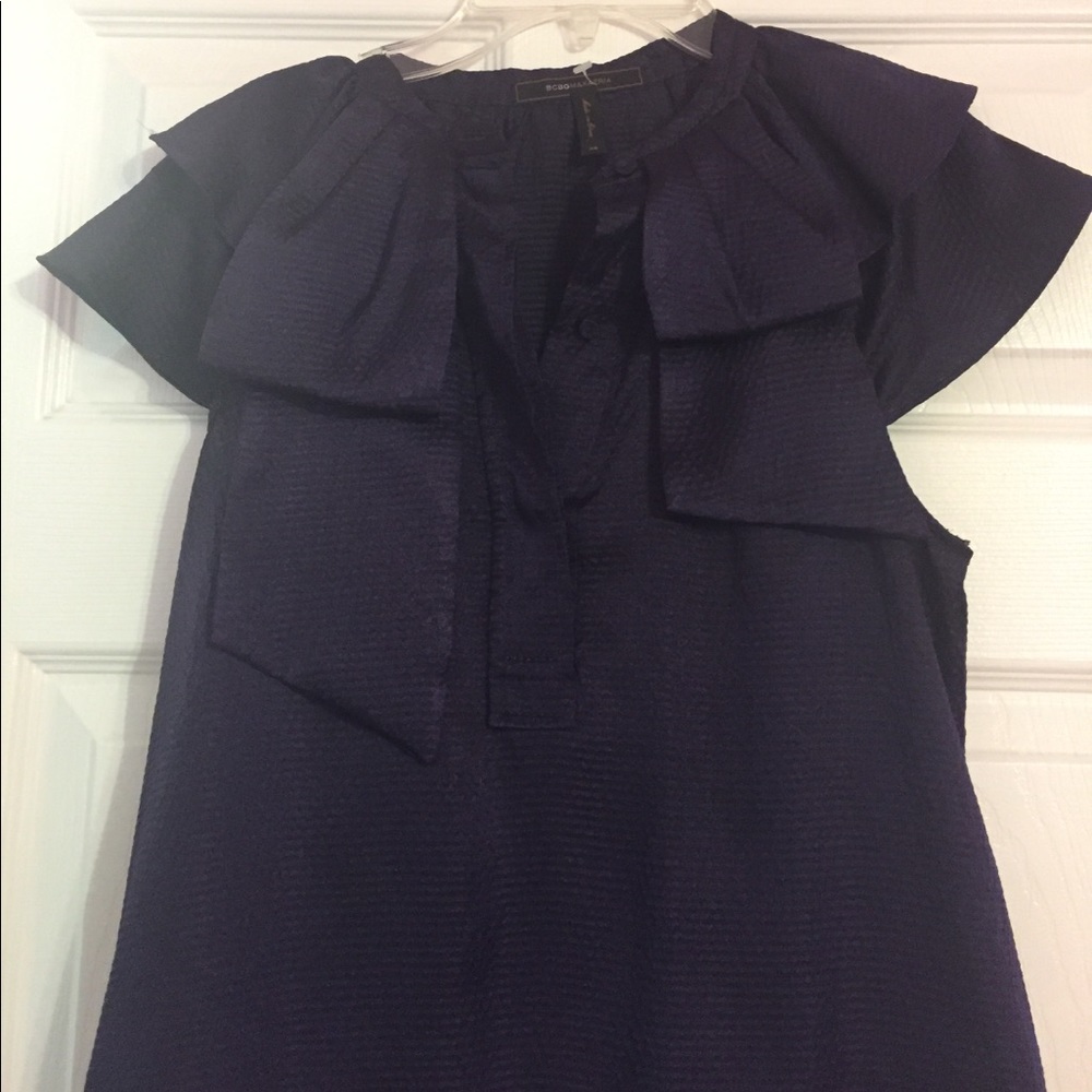 Plum Purple BCBG MaxAzria Ruffle Top Blouse